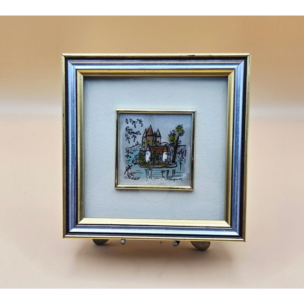 Vintage Silver Leaf Painting, Italian Crafted Frame Mini Art